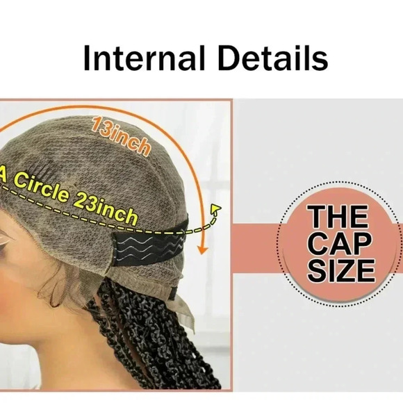 28" Braided full lace wig, box braids, long black braids, NWT baby hair - Picture 6 of 6